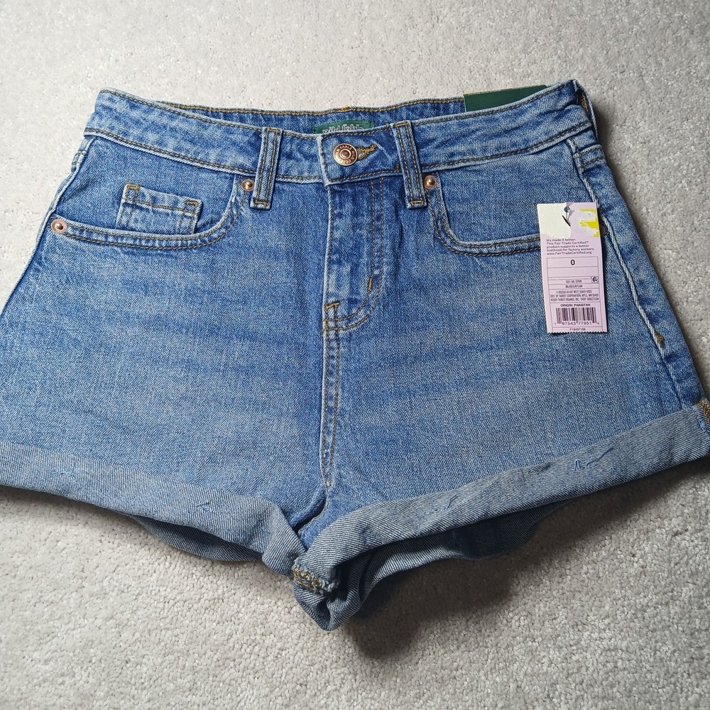 Wild Fable High-Rise Rolled Cuff Jean Shorts Women Size 0 Pockets NWT